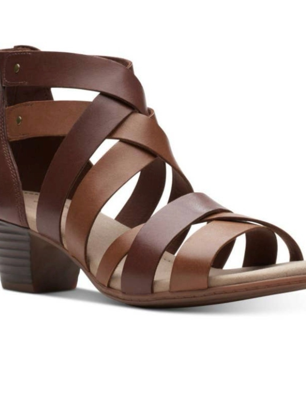 Clarks Brown Multi-Strap Block Heel Sandals